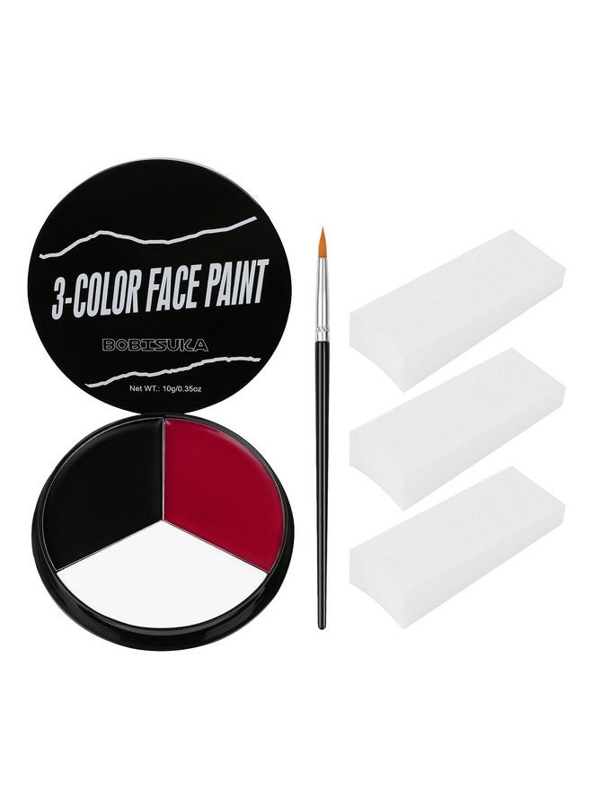 BOBISUKA Black White Red Face Paint + 3Pc Sponge + Brush Colored Eye Black For Baseball Softball Sport Games Body Painting Kit For Halloween Clown Makeup Cosplay Costume Sfx Special Effect Theme Parties - Image 1