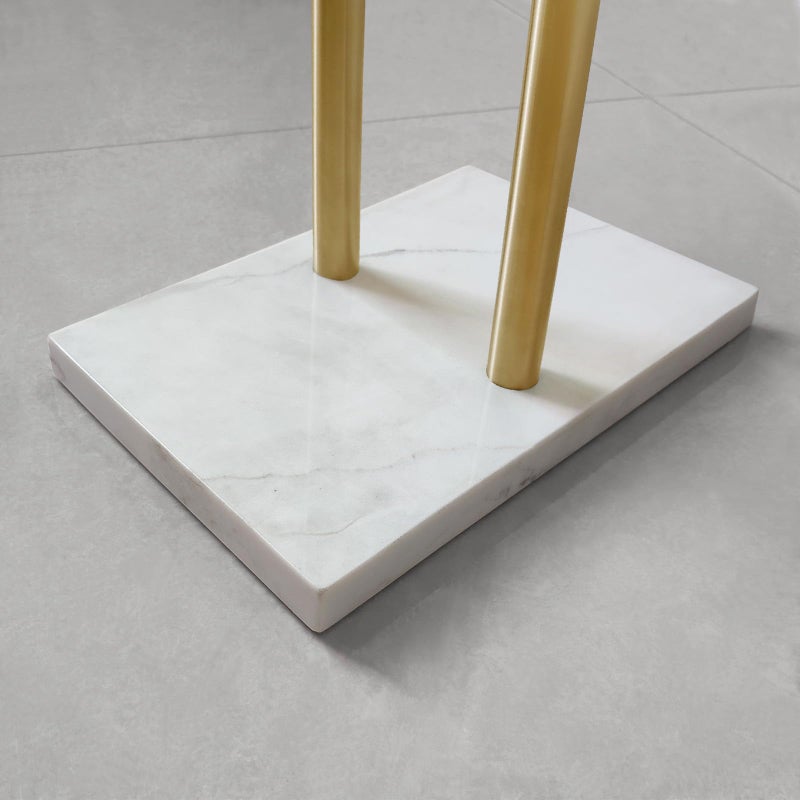 EADOT 40 Inch Standing Towel Rack for Bathroom Floor Double-T Shape Bath Sheet Holder with Marble Design Base Towel Rack Freestanding Next to Tub or Shower Towel Holder Stand SUS304 Brushed Gold - Image 3