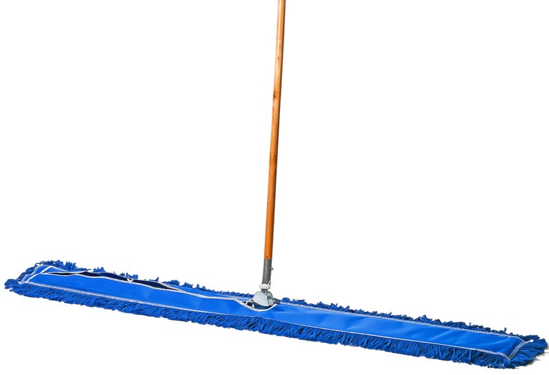 Tidy Tools Commercial Dust Mop  Floor Sweeper 60 in Dust Mop for Hardwood Floors Reusable Dust Mop Head Wooden Broom Handle Industrial Dry Mop for Floor Cleaning and Janitorial Supplies Blue