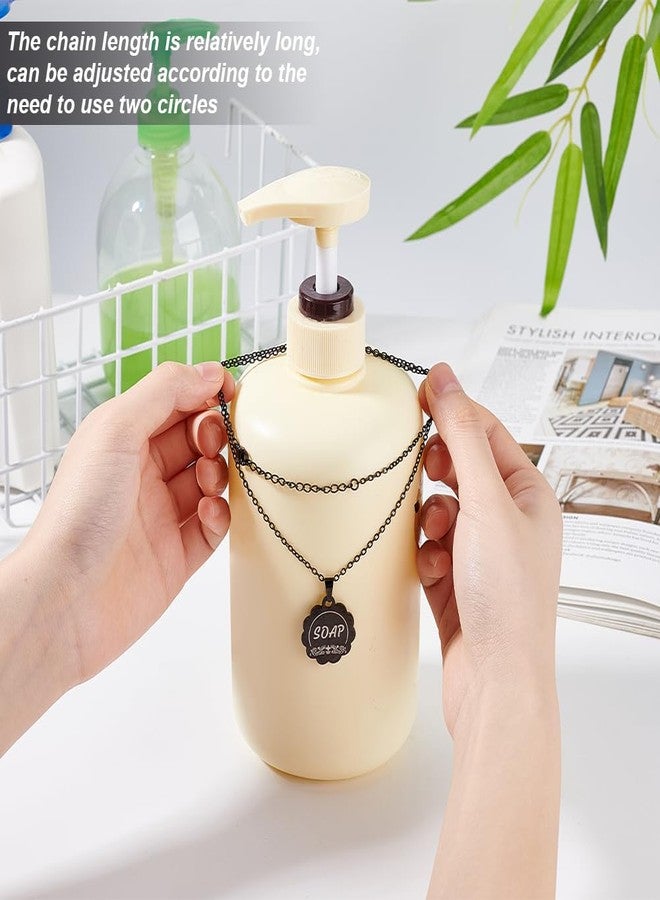 AHANDMAKER 4Pcs Lotion/Soap Tags, Stainless Steel Soap Dispenser Chain Labels Soap Bottle Labels Dispenser Set Hanging Tags for Mason Jar Decoration Kitchen Bathroom Organization, Black - Image 3