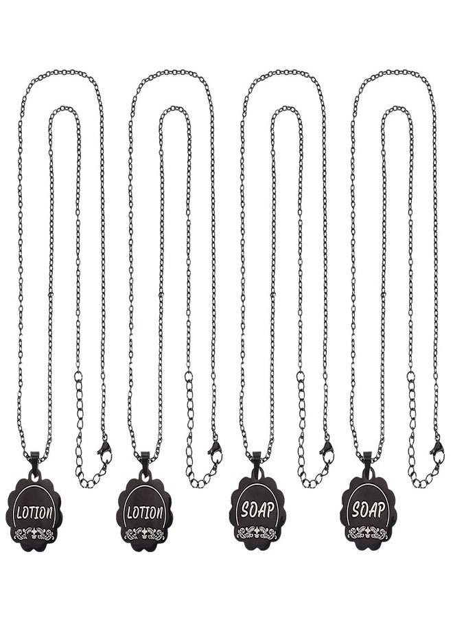 AHANDMAKER 4Pcs Lotion/Soap Tags, Stainless Steel Soap Dispenser Chain Labels Soap Bottle Labels Dispenser Set Hanging Tags for Mason Jar Decoration Kitchen Bathroom Organization, Black - Image 1
