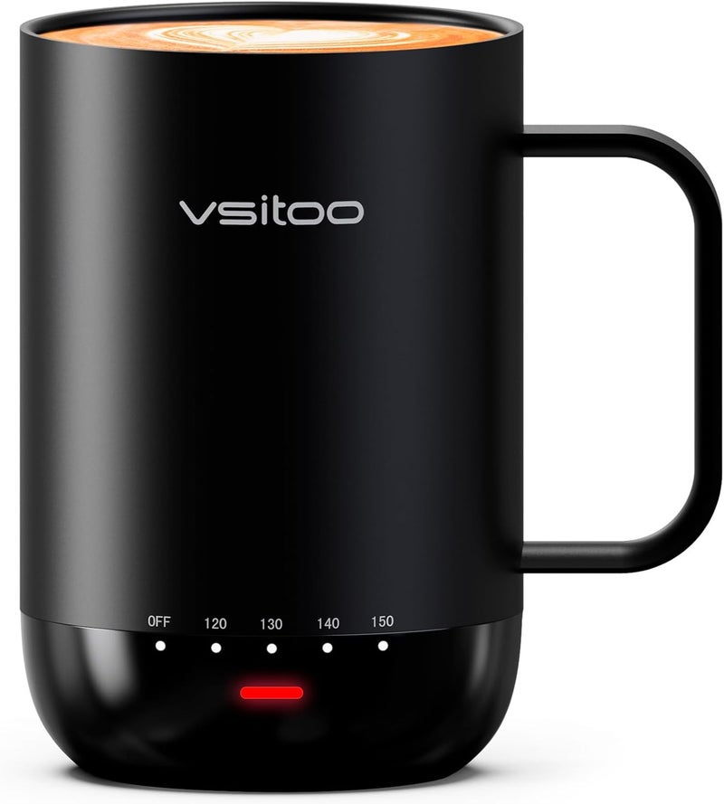 VSITOO S3 Pro 16oz Smart Self Heating Coffee Mug, Heated Coffee Mug with AI Auto-Sensing Temperature Control, 120-150℉ Rechargeable Smart Mug Warmer, IPX7 Waterproof, Gift for Men Women, Black - Image 1
