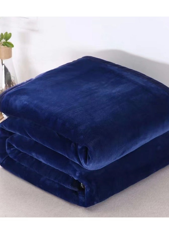 Loquat Solid Color Cloud Sable Blanket Office Nap Blanket Air Conditioned Roof Blanket Flannel Blanket Dark Blue 