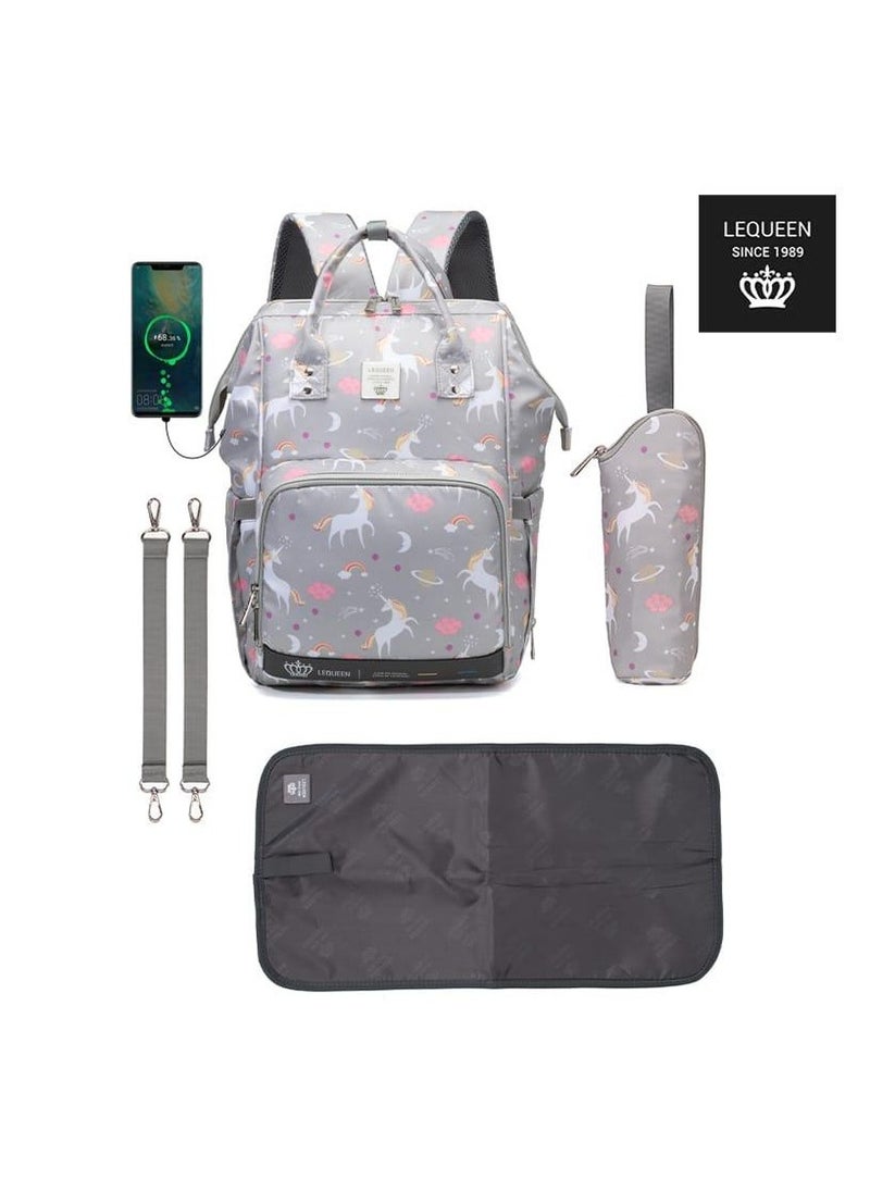 LEQUEEN - Diaper bag 7th edition diamond - Gray unicorn - Image 1