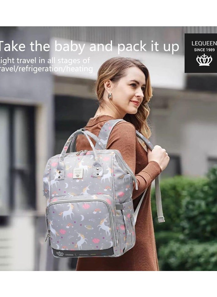 LEQUEEN - Diaper bag 7th edition diamond - Gray unicorn - Image 1