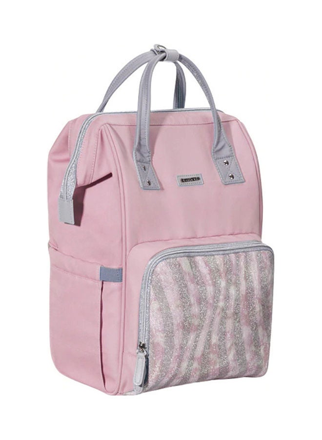 Sunveno Glitter Striped Diaper Bag Pink/Grey - Image 1