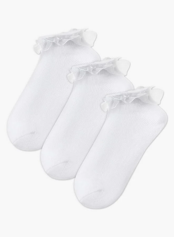 جونيورز Pack Of 3 Girls School Socks Ankle Length