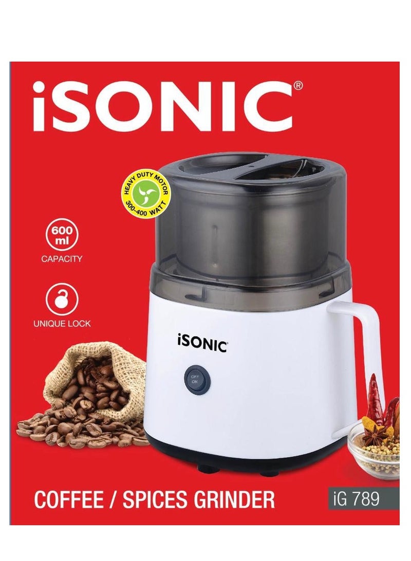 iSONIC مطحنة توابل القهوة 600 مل محرك ثقيل 300-400 واط، مظهر فريد IG 789 - Image 5