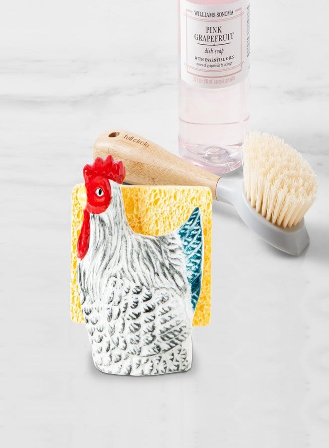 GABROC Chicken Sponge Holder for Kitchen Sink - Colorful Ceramic Hen Shaped Sponge Caddy, Farmhouse Hen Kitchen Décor, Decorative Sink Organizer, Dishwasher Safe - Image 5