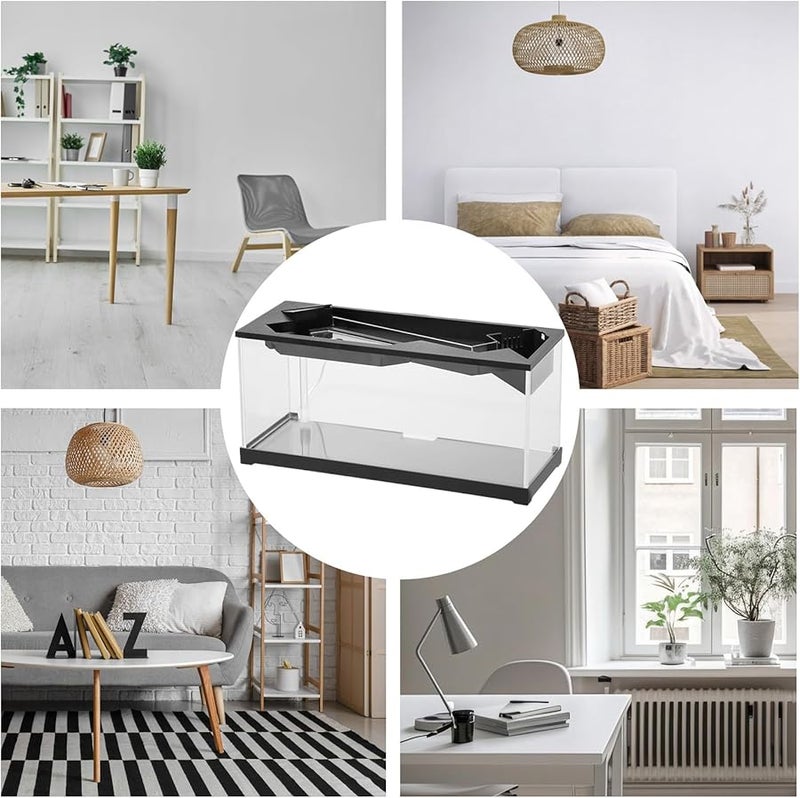 Mini Desktop Aquarium Turtle Fish Tank With Filter Air Pump Hydroponic Planter Blue - Image 4