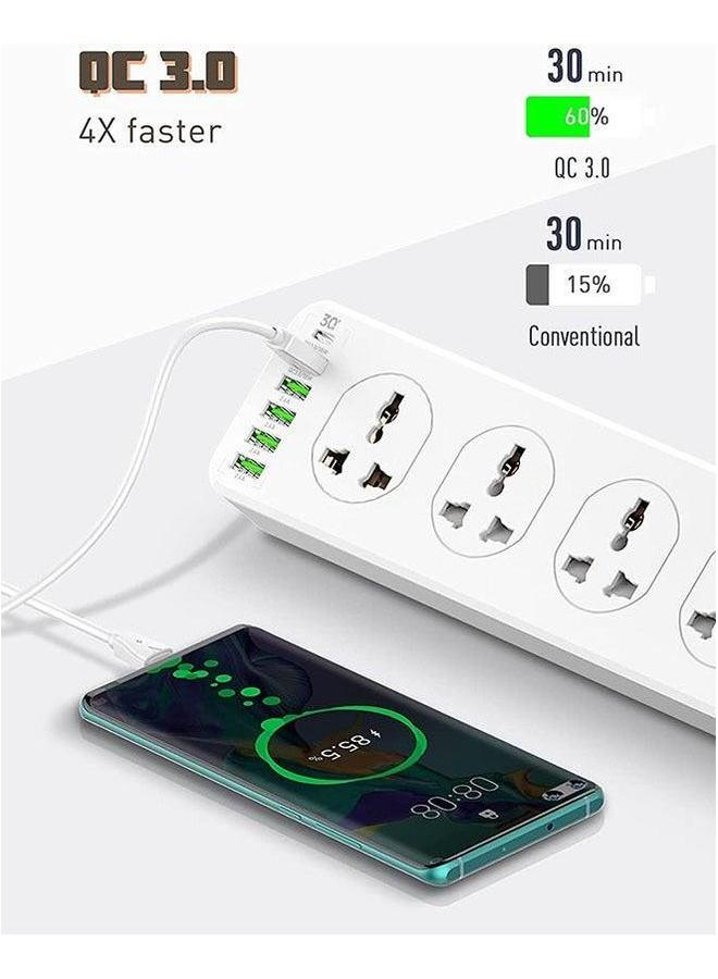 HOMESTAR Socket Extension, 10-Socket Power Strip, Multifunctional Fast Charging Port, 2-Meter Cord - Image 4