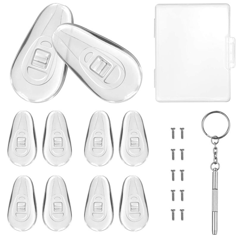 PTSLKHN PTSLKHN 5 Pairs of Eyeglass Nose Pads Upgraded 15x8mm Soft Silicone Air Chamber Eyeglasses Nose Pads Screwin Glasses Nose Pad Replacement Kit 