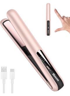 Hoson Hoson Cordless Hair StraightenerPortable Mini Flat Iron Travel for Short HairUSBC Rechargeable Wireless Hair Straightener and Curler 2 in 1 Pinkfor Touch Ups 
