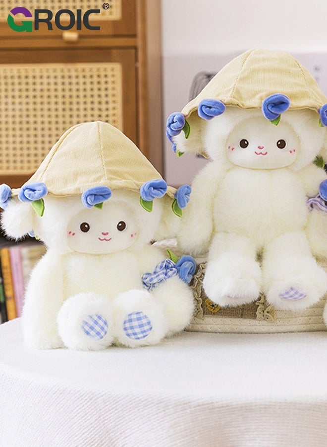 GROIC 30CM Lamb Plush Toy, Magnetic Stuffed Animal with Floral Hat, Soft Fluffy Sheep Doll for Kids and Adults, Cute Gift for Girls and Flower Lovers, Ultra Soft and Interactive Cuddly Toy, Blue Rose Plush Toy - Image 5