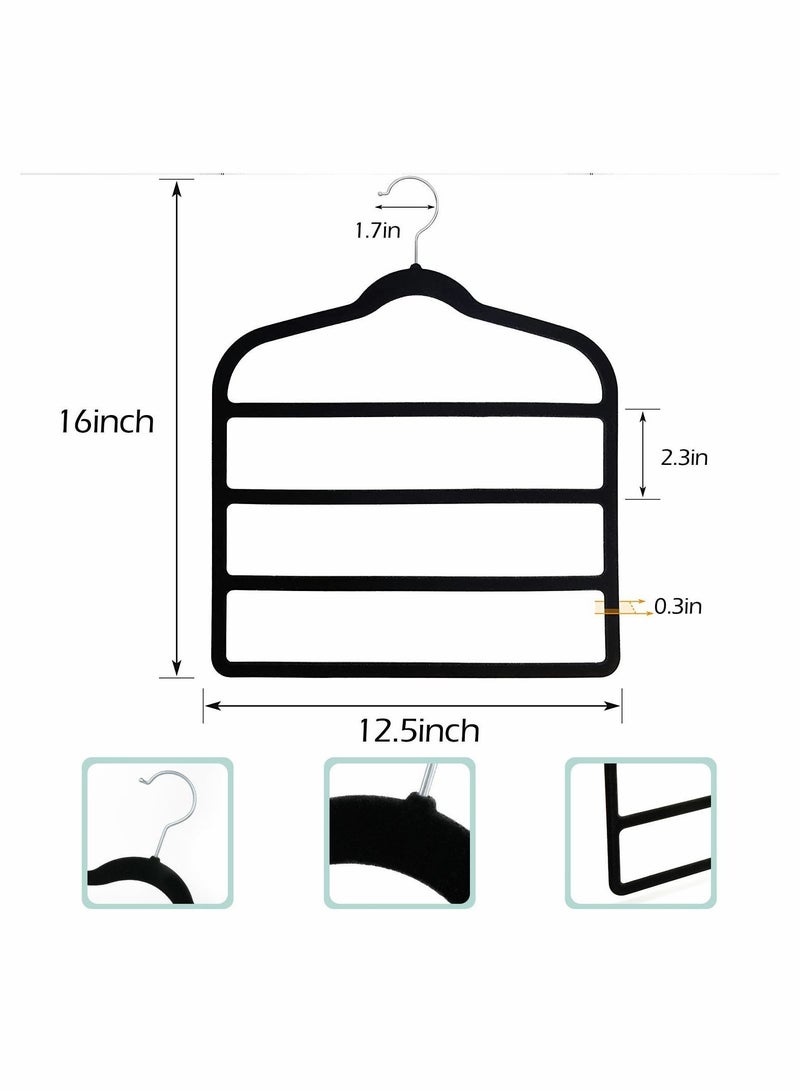 Y&D 5 Pack Pants Hangers Non Slip Space Saving Multi-Layer Swing Arm Velvet Pant Hanger 4Tier Saver for Jeans Scarf Trouser Tie Towel Silk Clothes  - Image 5