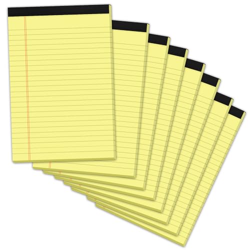 PINJINGPRO 8 Pack Yellow Legal Pads 5x8 Small Note Pads 240 Sheets Perforated Yellow Pads Paper Narrow Ruled Writing Pad 80gsm Premium Thick Paper College Ruled Legal Notepads for Students, Office, Business - Image 1