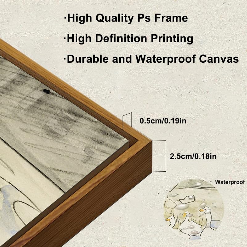 KBKBART Framed Vintage Nursery Wall Decor  Farmhouse Duck Decor Art Prints for Bedroom  Rustic Animal Illustration Canvas Painting  Vintage Bathroom Wall Art Prints Cute Duck Decorations for Home (8""x10"") - Image 3