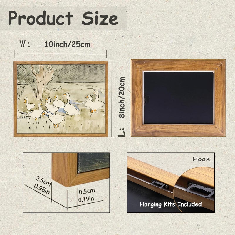 KBKBART Framed Vintage Nursery Wall Decor  Farmhouse Duck Decor Art Prints for Bedroom  Rustic Animal Illustration Canvas Painting  Vintage Bathroom Wall Art Prints Cute Duck Decorations for Home (8""x10"") - Image 2