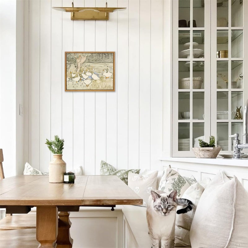 KBKBART Framed Vintage Nursery Wall Decor  Farmhouse Duck Decor Art Prints for Bedroom  Rustic Animal Illustration Canvas Painting  Vintage Bathroom Wall Art Prints Cute Duck Decorations for Home (8""x10"") - Image 5