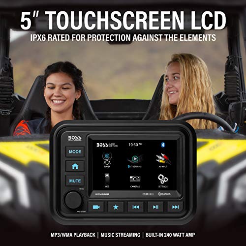 BOSS Audio Systems MGV550B Marine Gauge Receiver - Weatherproof, 5 Inch Touchscreen, Built-in Amplifier, Bluetooth, Digital Media MP3 Player, No CD Player, USB Port, AM/FM Radio - Image 4