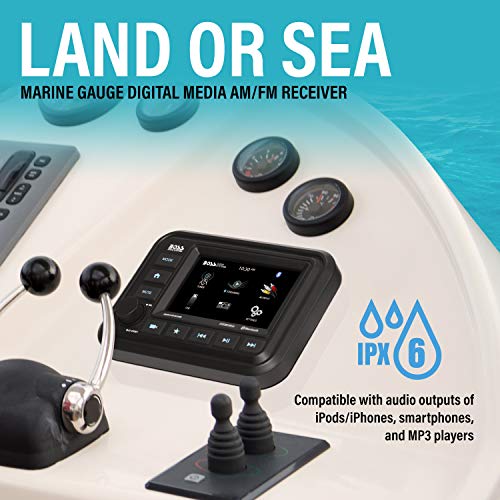 BOSS Audio Systems MGV550B Marine Gauge Receiver - Weatherproof, 5 Inch Touchscreen, Built-in Amplifier, Bluetooth, Digital Media MP3 Player, No CD Player, USB Port, AM/FM Radio - Image 2