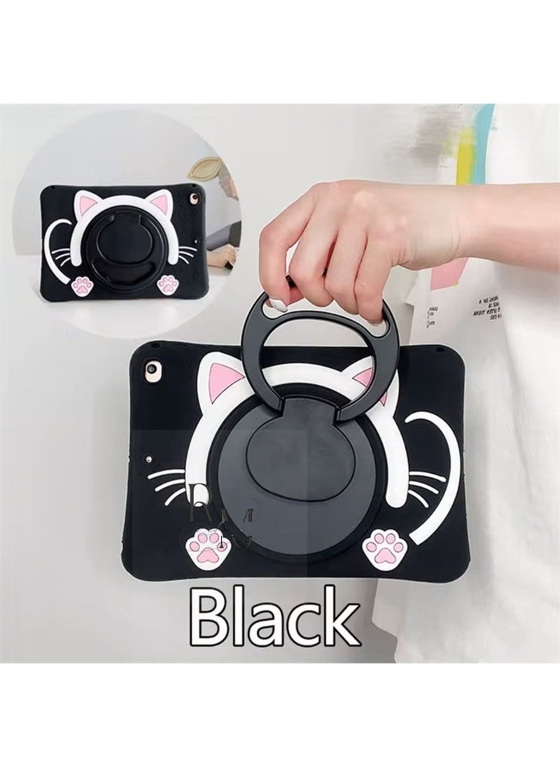 Samsung Galaxy Tab A8 Lte X207 Compatible Cat Patterned Children's Tablet Case with Strap