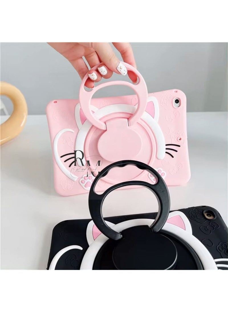 Samsung Galaxy Tab A8 Lte X207 Compatible Cat Patterned Children's Tablet Case with Strap