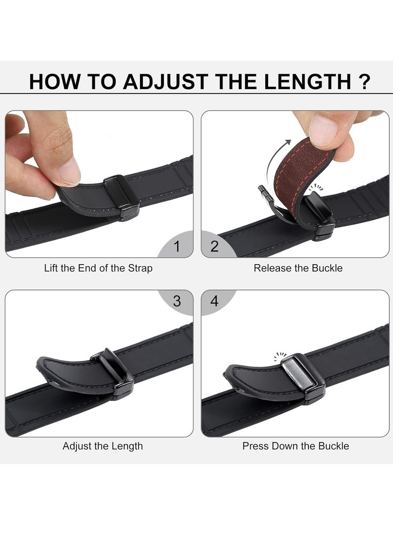 Mmmon - Magnetic Leather Watch Band Compatible with Apple Watch Band 49mm 45mm 44mm 42mm, Genuine Leather with Magnetic Buckle Replacement Strap Compatible with Apple Watch Ultra Series - Image 1