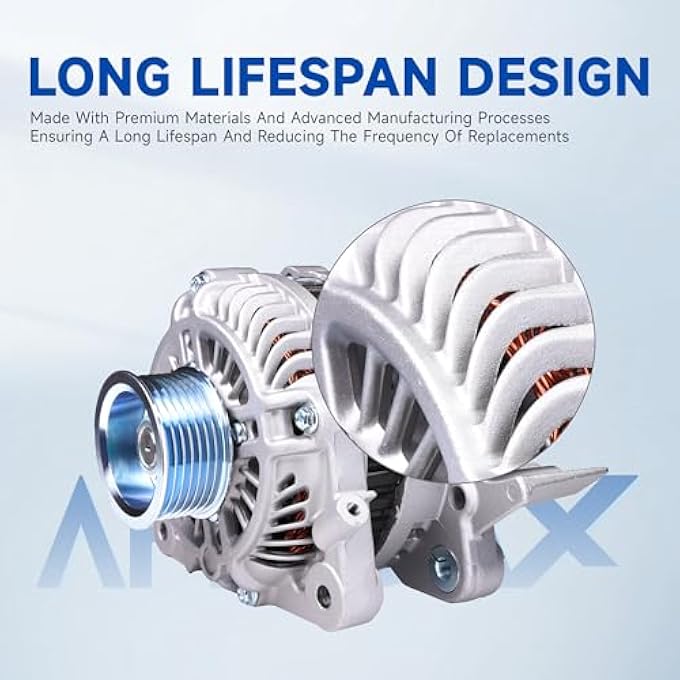 APLEDAX High Output Alternator For/Honda Civic 2006 2007 2008 2009 2010 2011 L4 1.8L, 80A 12V CW 7-Groove Pulley Upgraded 31100RNAA01 11176 31100-RNA-A01 - Image 5