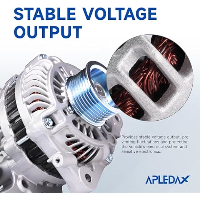 APLEDAX High Output Alternator For/Honda Civic 2006 2007 2008 2009 2010 2011 L4 1.8L, 80A 12V CW 7-Groove Pulley Upgraded 31100RNAA01 11176 31100-RNA-A01 - Image 4