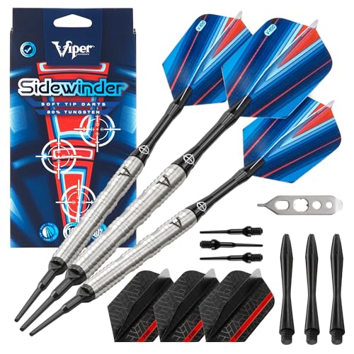 Viper by GLD Products Sidewinder 80% Tungsten Soft Tip Darts, Ridgeback, 18 Grams,Silver,21-3227-18 - Image 1