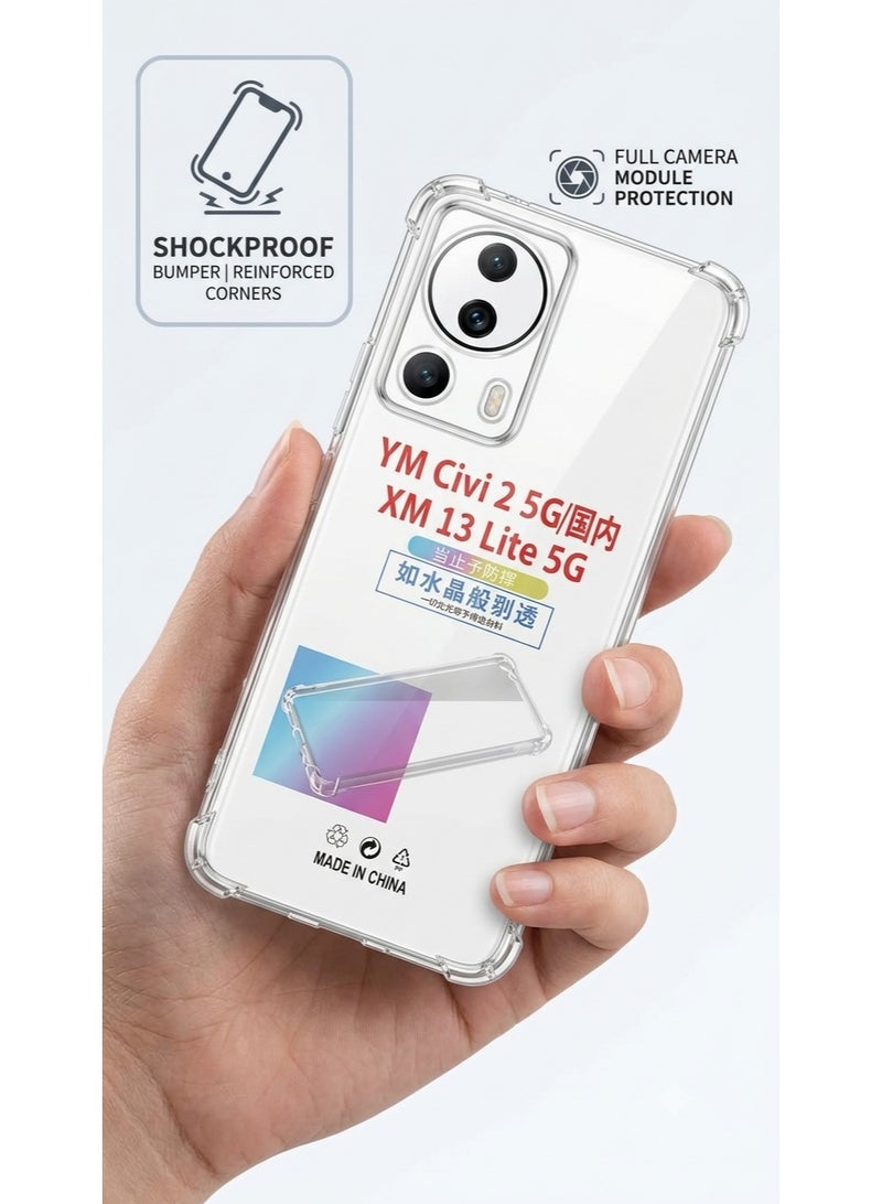 Shockproof Clear TPU Phone Case for Xiaomi 13 Lite 5G / Civi 2 5G, Transparent Anti-Drop Cover