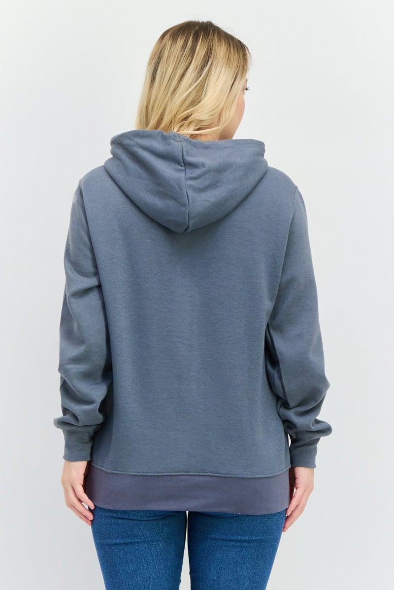 CROSSHATCH Women Hooded Solid Long Sleeve Sweatshirt, Dark Grey - Image 3