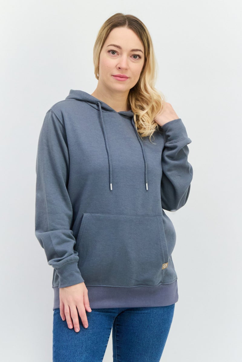 CROSSHATCH Women Hooded Solid Long Sleeve Sweatshirt, Dark Grey - Image 1