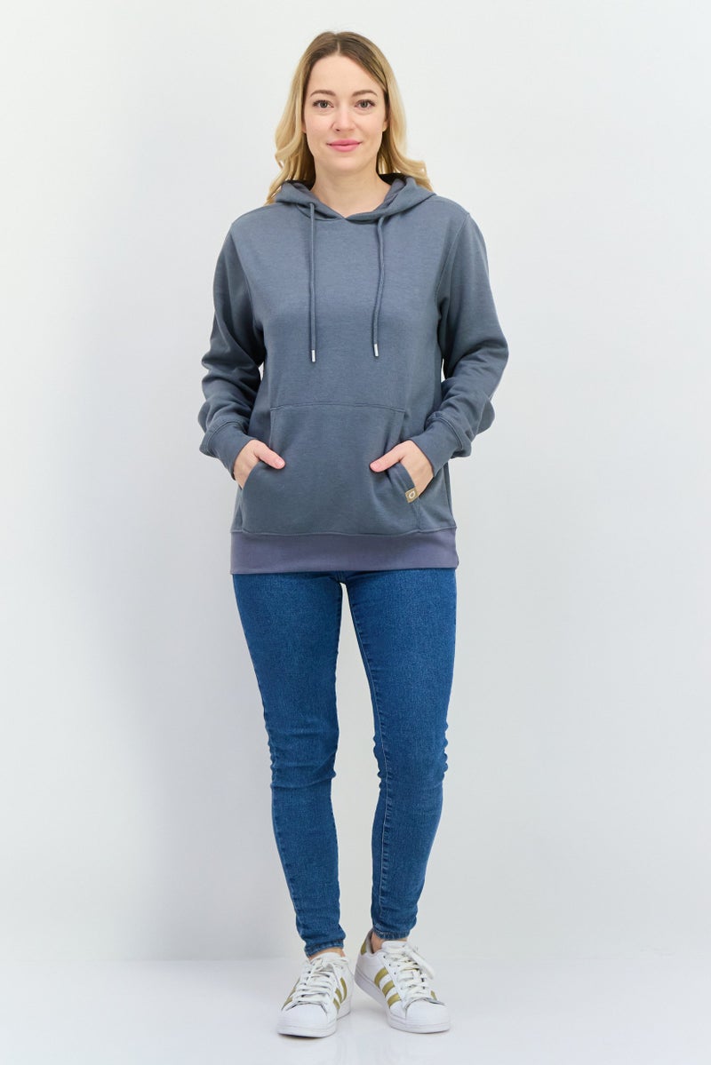 CROSSHATCH Women Hooded Solid Long Sleeve Sweatshirt, Dark Grey - Image 4