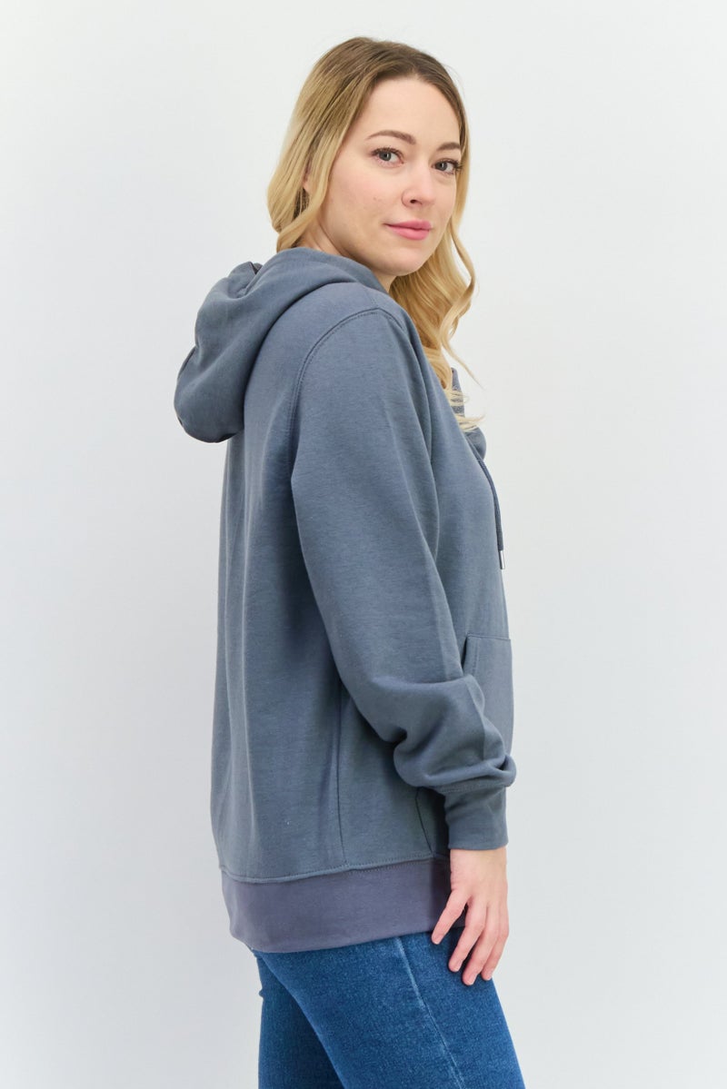 CROSSHATCH Women Hooded Solid Long Sleeve Sweatshirt, Dark Grey - Image 2