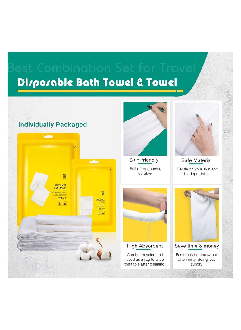 RATSAW 3 Pack Travel Disposable Bedding Set Disposable Bedding Sheets Sheet for Business Travel Hotel Trip Outdoor Camping 1 Quilt Covers 1 Bed Sheet and 2 Pillow Cases 2 Towel 1 Bath Towel  - Image 3