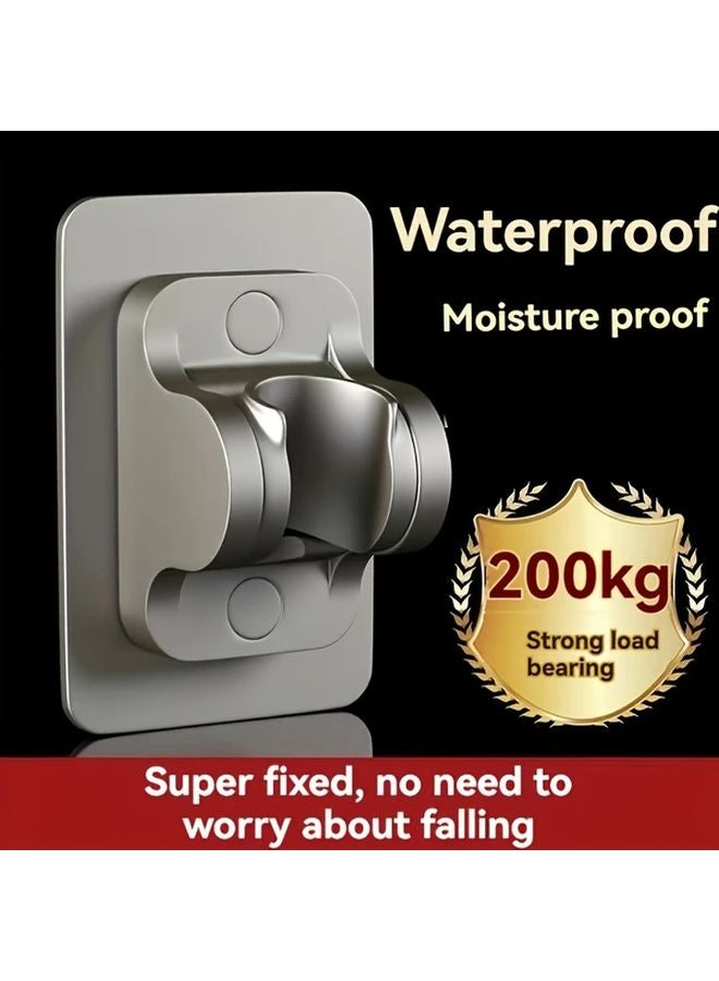 Adjustable Shower Head Holder Grey Easy Install No Drilling Strong Load Bearing Universal Fit - Image 1
