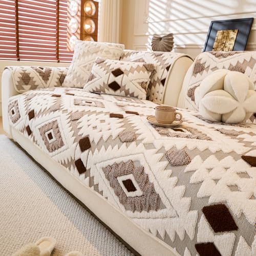 WEYOND Pet-Friendly Couch Covers for Sofa, Non-Slip Plush Couch Cover for 3 Cushion Couch Sofa, Washable Sofa Cover for Loveseat, 2 3 4 Seater (Seat Cover, 35.5" x 63", Coffee) - Image 2