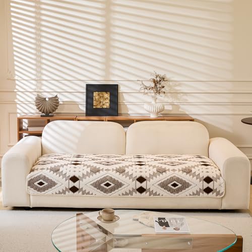 WEYOND Pet-Friendly Couch Covers for Sofa, Non-Slip Plush Couch Cover for 3 Cushion Couch Sofa, Washable Sofa Cover for Loveseat, 2 3 4 Seater (Seat Cover, 35.5" x 63", Coffee) - Image 1