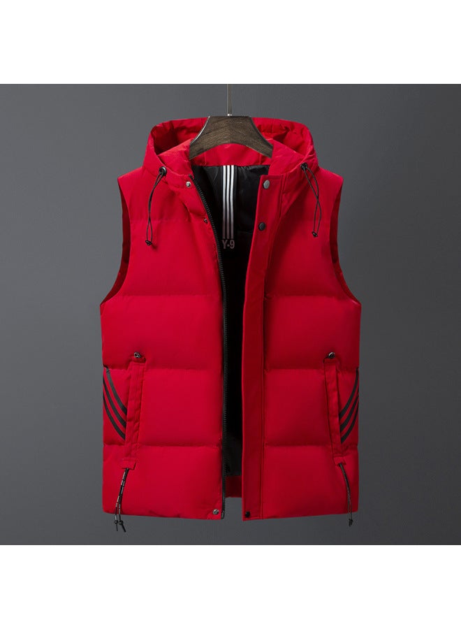 Windproof Men's Sleeveless Hooded Down Cotton Sports Running Vest