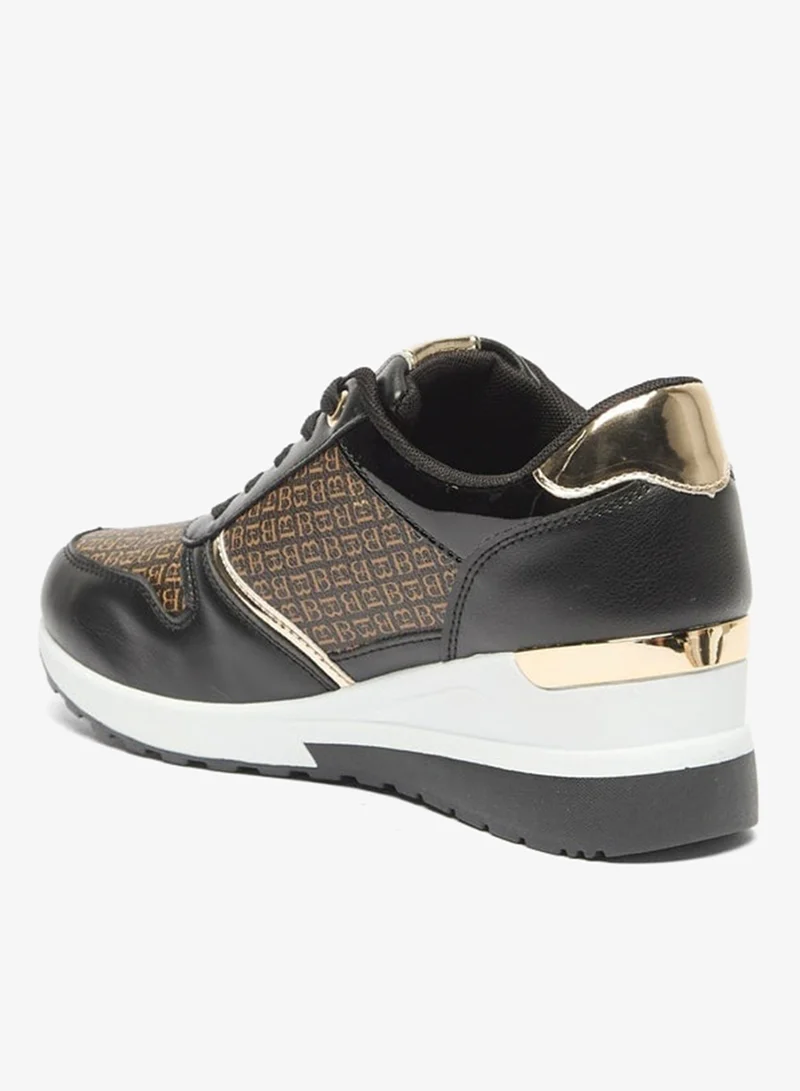 فلورا بيلا من شو إكسبرس سنيكرز ويدج بطبعة شعار الماركة للنساء برباط