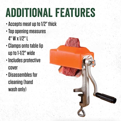 LEM Products Clamp-On Tenderizer, Cast Iron and Plastic, Orange - Image 5