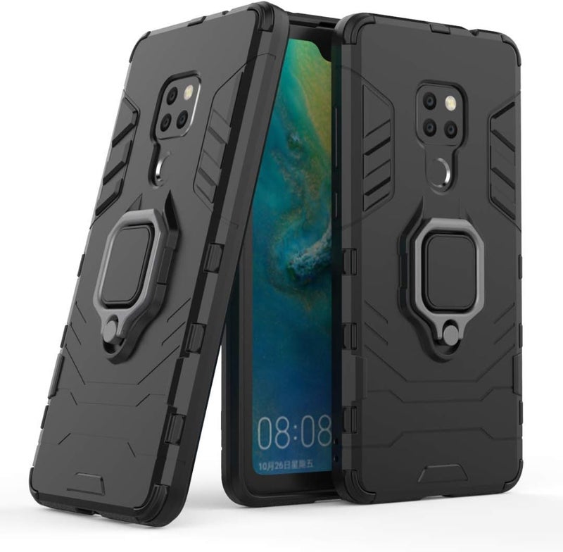 MaiJin Compatible with Huawei Mate20 Case, Metal Ring Grip Kickstand Shockproof Hard Bumper (Works with Magnetic Car Mount) Dual Layer Rugged Cover for Huawei Mate 20 (Black) - Image 1