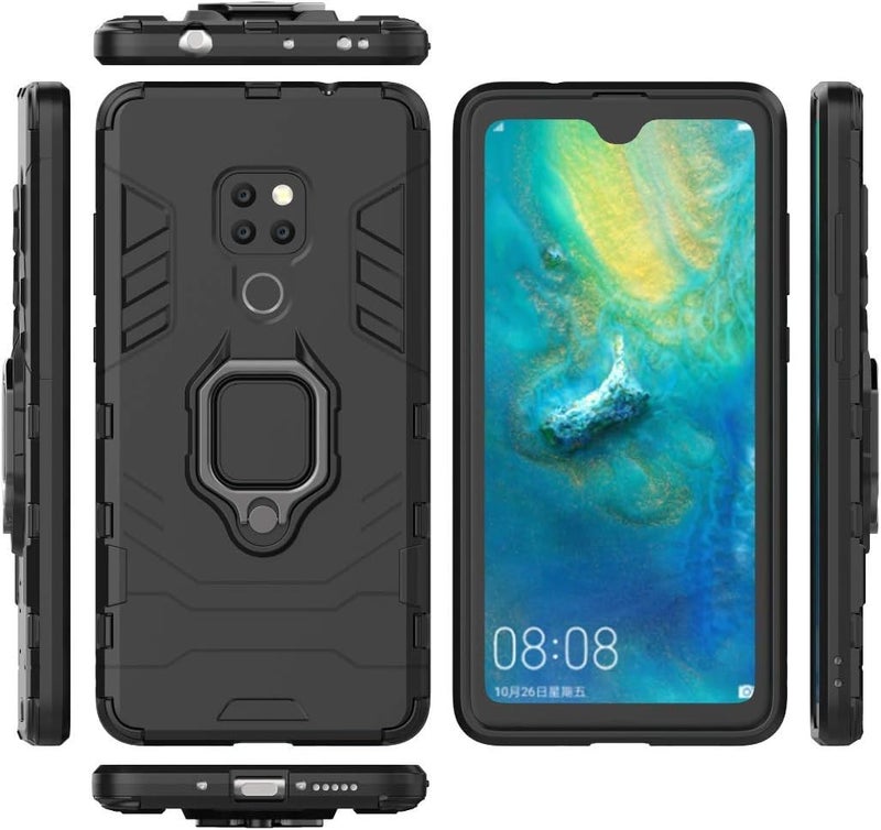 MaiJin Compatible with Huawei Mate20 Case, Metal Ring Grip Kickstand Shockproof Hard Bumper (Works with Magnetic Car Mount) Dual Layer Rugged Cover for Huawei Mate 20 (Black) - Image 4