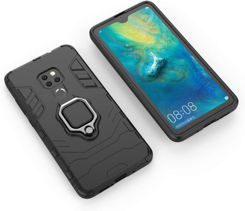 MaiJin Compatible with Huawei Mate20 Case, Metal Ring Grip Kickstand Shockproof Hard Bumper (Works with Magnetic Car Mount) Dual Layer Rugged Cover for Huawei Mate 20 (Black) - Image 3