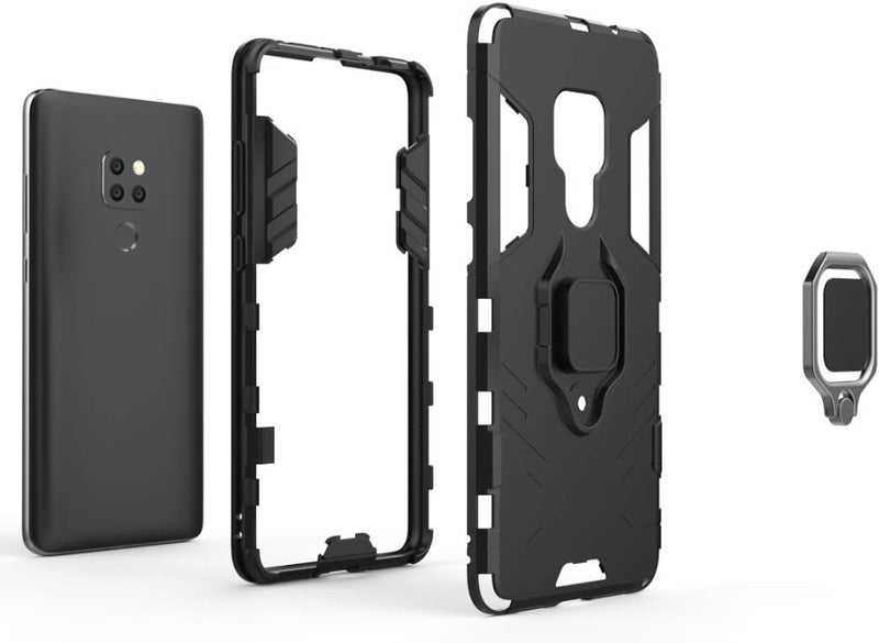 MaiJin Compatible with Huawei Mate20 Case, Metal Ring Grip Kickstand Shockproof Hard Bumper (Works with Magnetic Car Mount) Dual Layer Rugged Cover for Huawei Mate 20 (Black) - Image 5