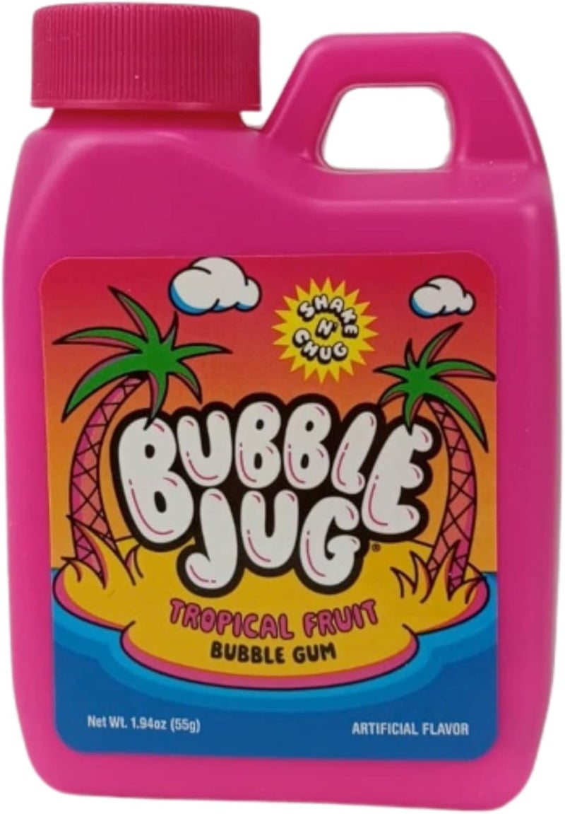 Bubble Jug جالون فقاعات فواكه استوائية - حلوى التسعينات الحنينية في حاوية ممتعة للاهتزاز والشرب - Image 1