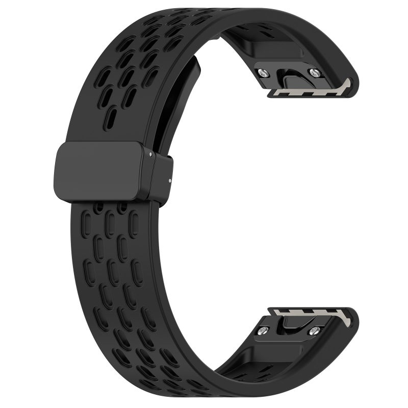 S-TOP For Garmin Epix Gen 2 Hole Folding Buckle 22mm Silicone Watch Band(Black) - Image 2