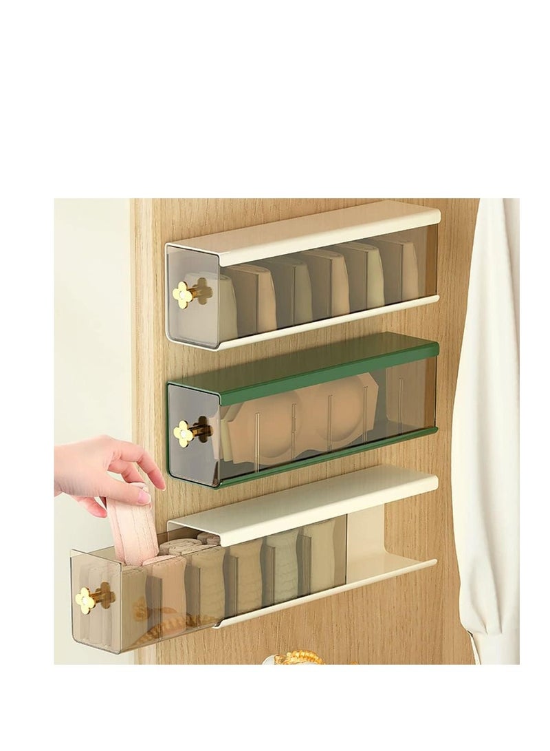 Plastic Underwear Storage Organizer Wall Mounted Drawer Storage Box for Underwear Socks Bras Panties Scarf Kitchen Spice and Small Things, 3pcs (Green)  - Image 3